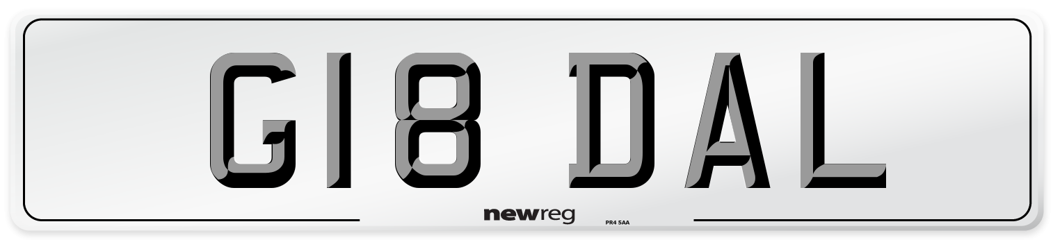 G18 DAL Number Plate from New Reg